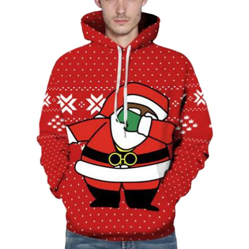 

ZOGAA Unisex Hoodies Red Unique Santa Claus Digital 3D Print Loose Hooded Sweatshirts For Men Women Fashion Winter Hoodies