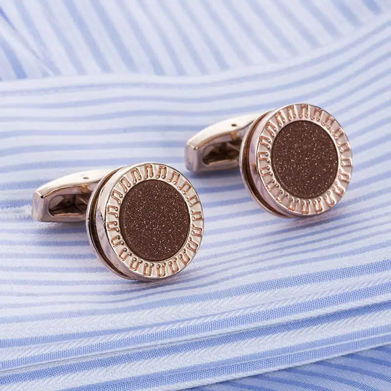 

Fashion Rose Gold Plating Note carving Red San Crystal Men's Cufflink 2017 New design Wedding Shir Cuff link 52307