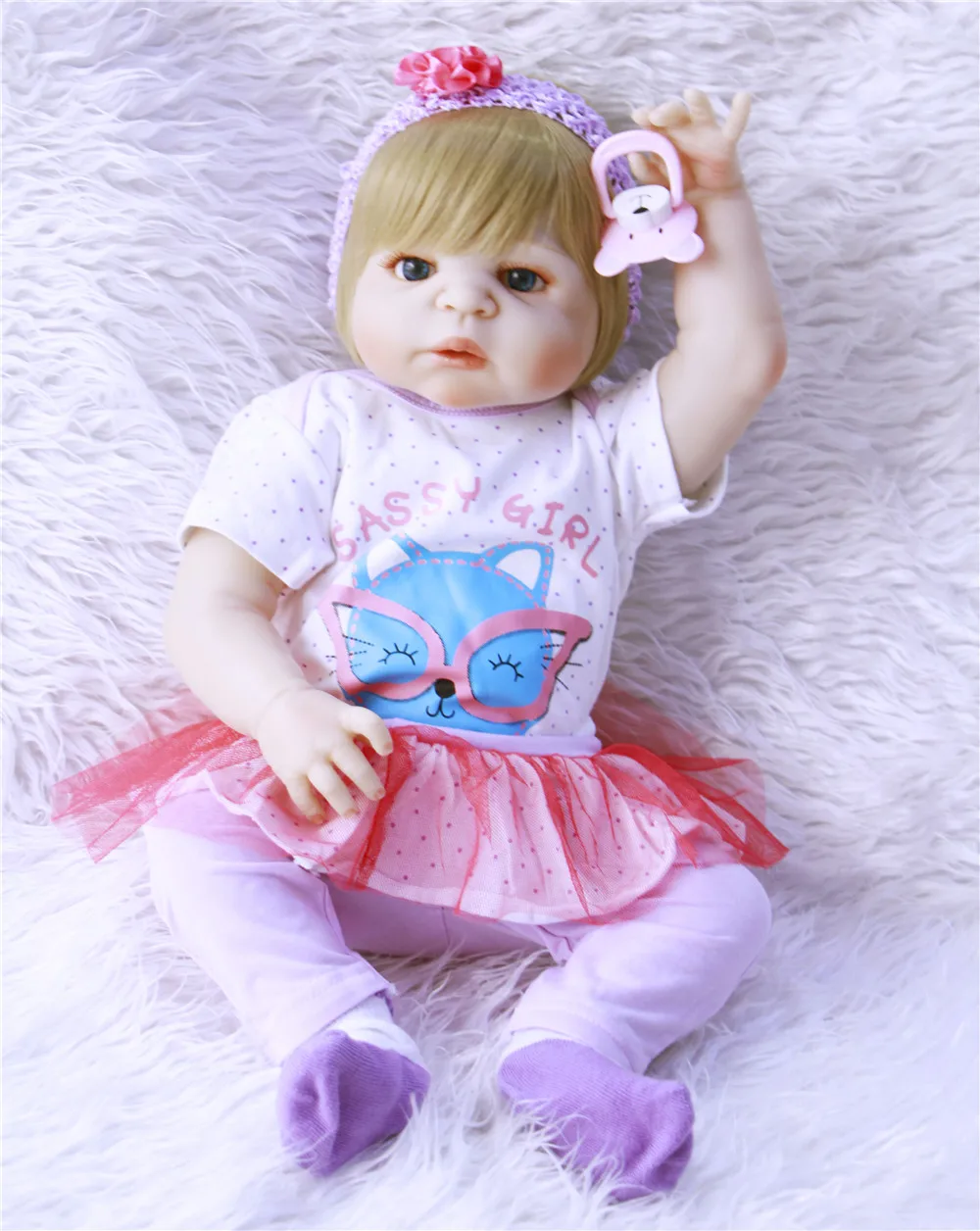 NPK 57 см полный силиконовый корпус Reborn Baby Doll игрушка как настоящая ewborn девочка принцесса младенцы кукла купать игрушка ребенок подарок bebes reborn