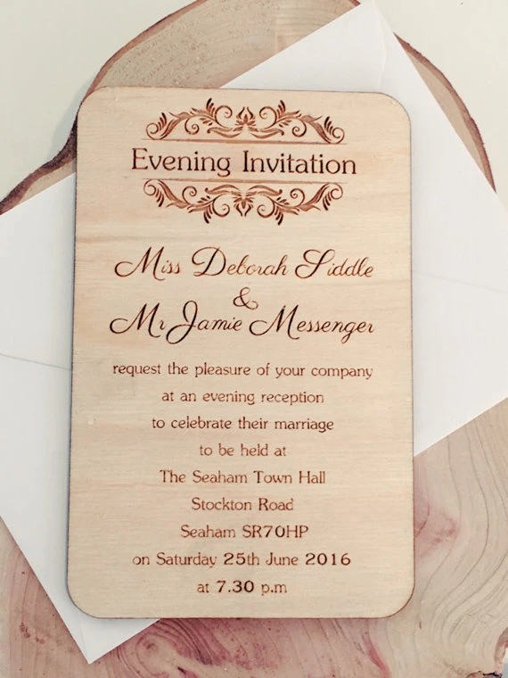 木製の結婚式の招待状 素朴な結婚式の招待状 レーザー彫刻招待 木製保存日付 カード 招待状 Aliexpress
