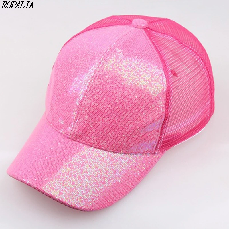 Солнцезащитный хвост бейсболки женские грязные булочки Snapback летние сетчатые шляпы повседневные спортивные блестки кепки s