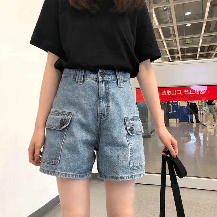 Женская одежда, шорты с высокой талией, джинсы на каждый день, harajuku ulzzang, свободные широкие штаны, новые летние шикарные джинсы, женские s хипстерские bf