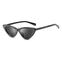 ФОТО 2018 new diamond triangle sunglasses ms. luxury crystal cat eye sunglasses ms. little black angry sunglasses shade women cat eye