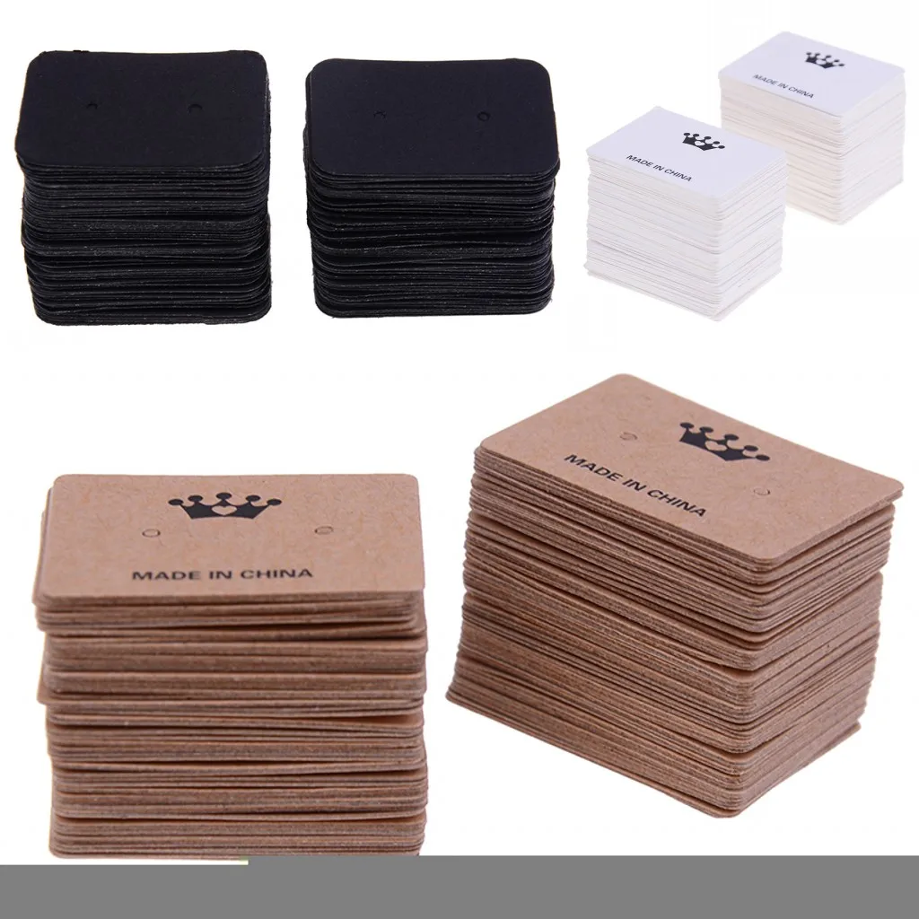 

2019 New 100PCS 3.5*2.5cm Paper Cards Stud Earring Hangtag Card Extra Jewelry Display Packing Card Jewerly Organizer
