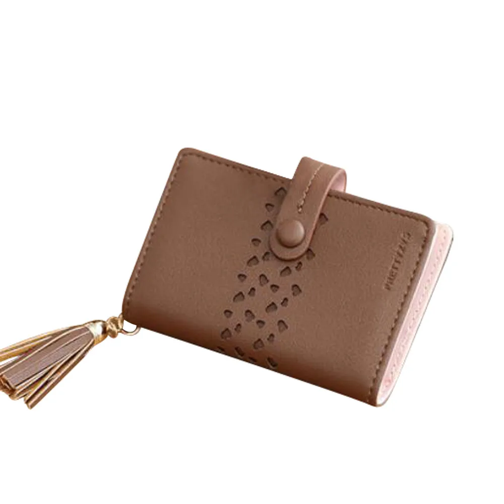 Кожаный чехол-кошелек для кредитных держатель для Карт RFID модные женские туфли с кисточками; карты небольшой бумажник на молнии бумажник держатель для карт с покрытием из сумка# L5 - Цвет: Coffee