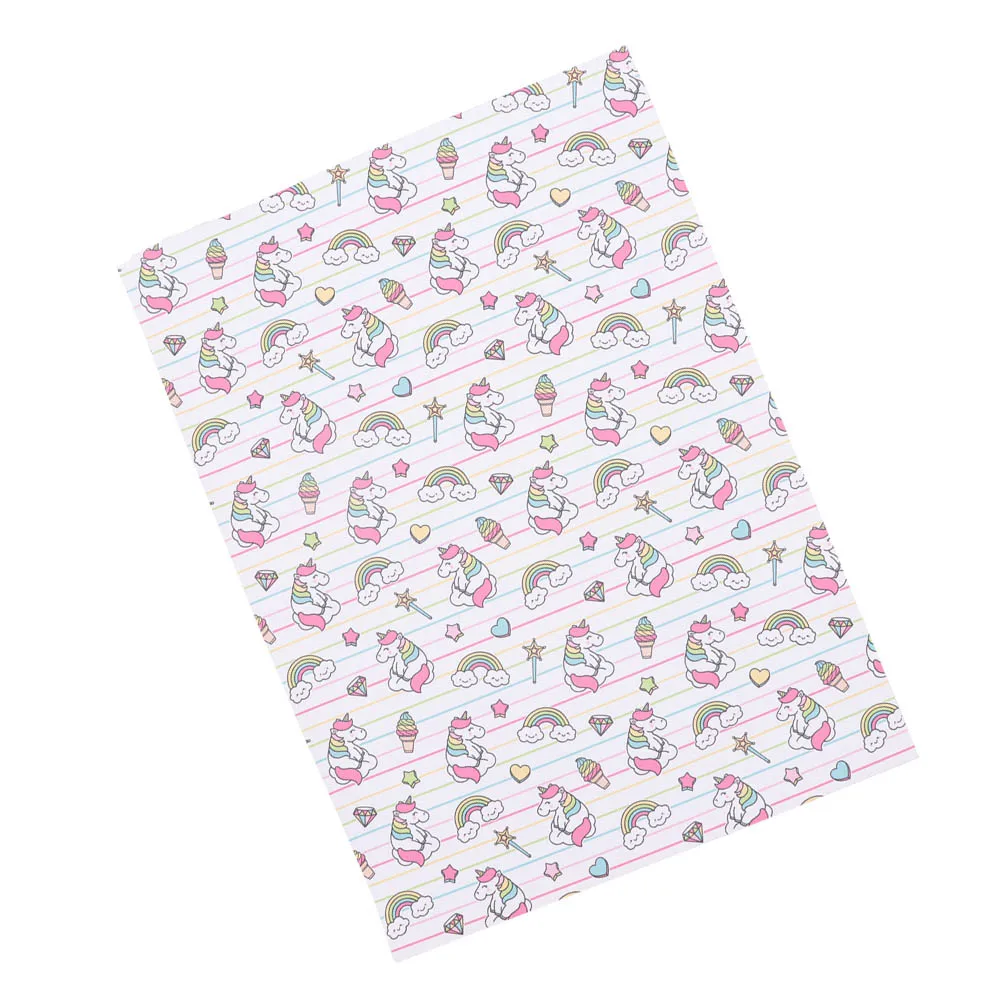 01 Кожаные ткани с единорогом, 20*30 см, полиэстер, окрашенная, 5 цветов, белый, розовый, сделай сам, декоративные изделия, бант для волос, кожаные ткани - Цвет: 01