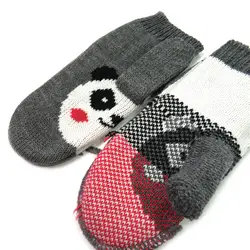 Детская Зимние перчатки варежки для малыша теплые вязаные Прихватки для мангала Творческий животного панда горячий подарок мода вязать