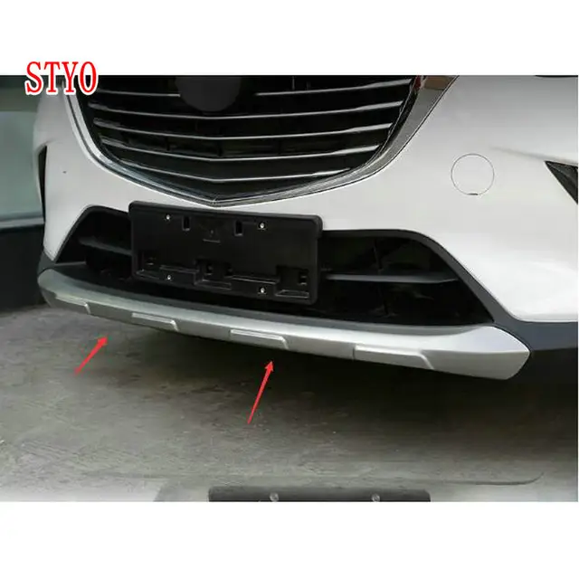 STYOรถสแตนเลสหน้า+กันชนหลังลื่นไถลป้องกันยามแผ่นปกตัดสำหรับMazda1 CX3 CX-3 2017 2018