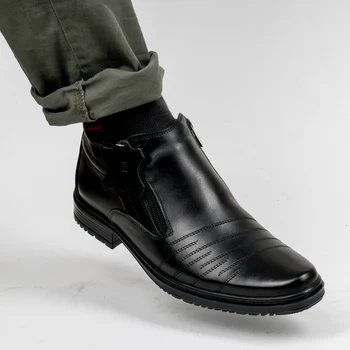 

DOF Bull Leather Men Boots Spring Autumn And Winter Man Shoes Ankle Boot Men's Snow Shoe Work Plus Size 39-46 000-001