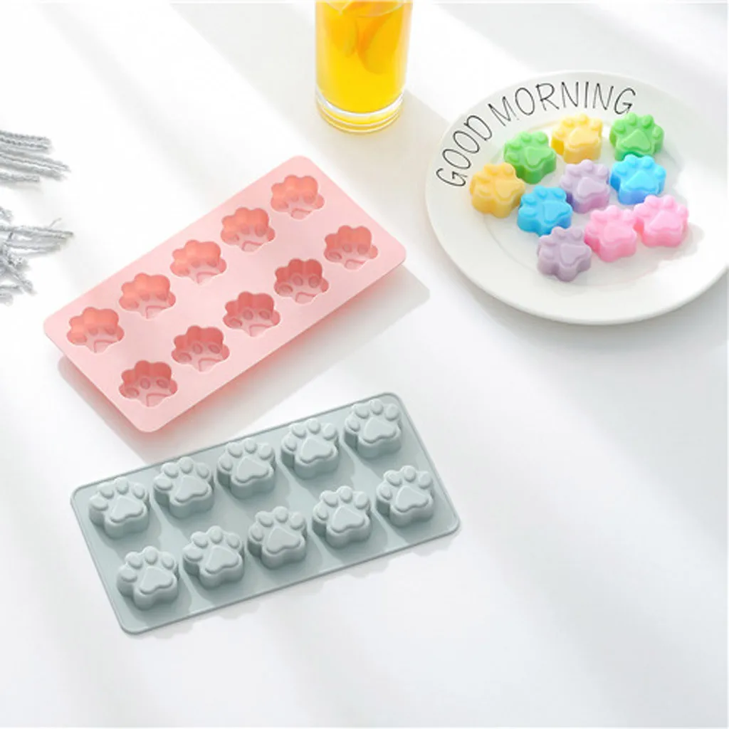 

10 Even Silicone Cat Claw Cake Mold Footprint Pudding Chocolate Bakeware Mini Muffin Cup Savarin DIY Baking Tools z0610#G30