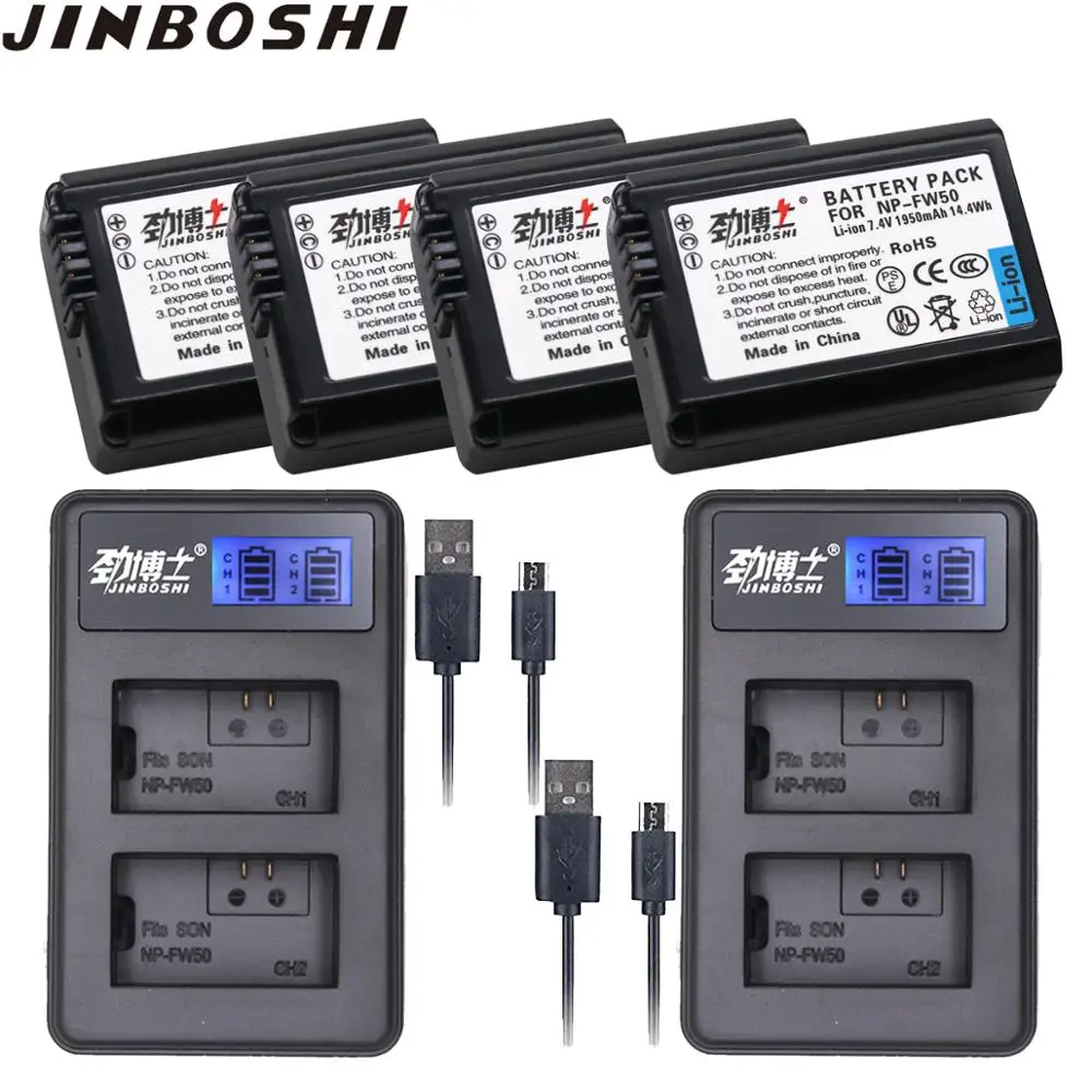 4X1950 mAh NP-FW50 NPFW50 NP FW50 батареи + 2X USB двойное зарядное устройство для sony Alpha a3000 a5000 a6000