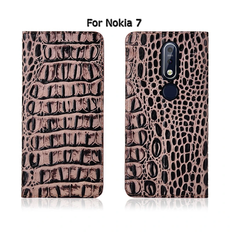 Чехол из натуральной крокодиловой кожи 3D для Nokia 7,1 3,1 Plus 9 Pureview, чехол с подставкой и откидной магнитной крышкой для мобильного телефона, сумка SN01