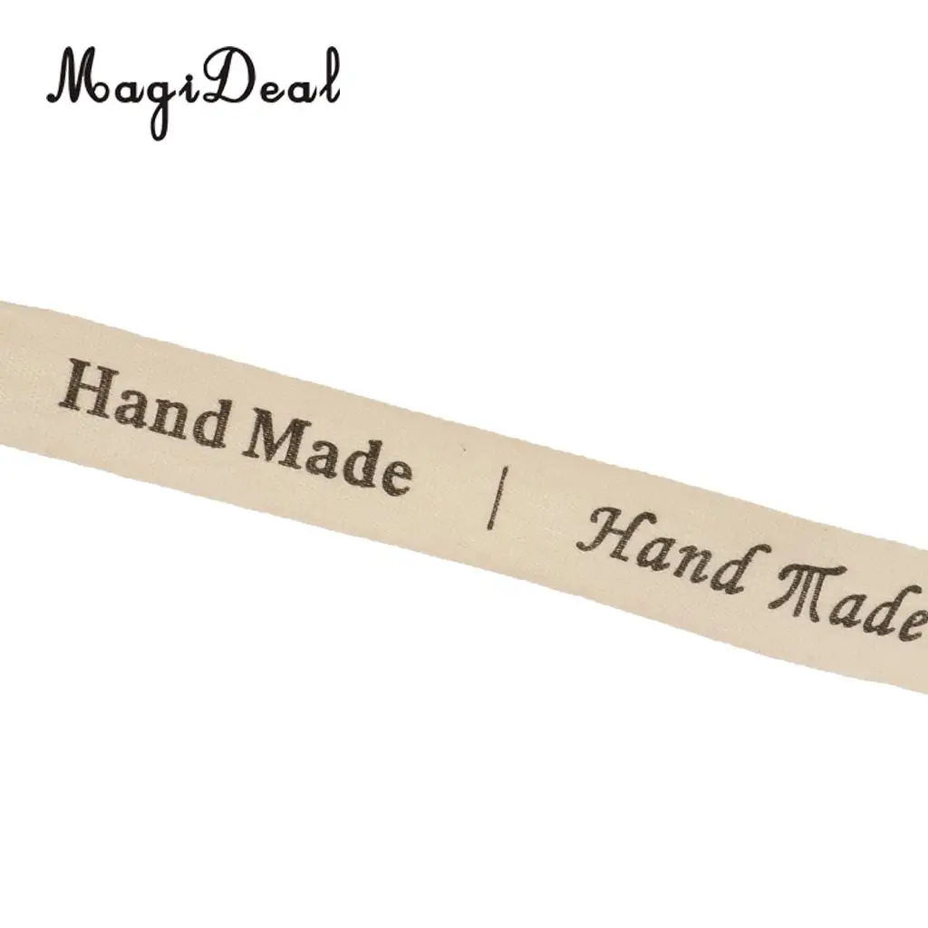 MagiDeal 5 Yards 15mm Hand Made Label Printed Cotton Fabric Ribbon Gift Package Belt DIY Sewing Accessories