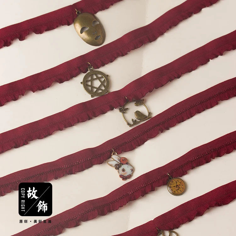 Принцесса Сладкая Лолита ювелирные изделия Красное вино Ретро темные часы короткое ожерелье бронзовые руки ручной работы чокер и их