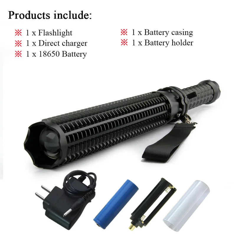 Flashlight TYPE B Супер фонарь, телескопическая дубинка для самообороны, фонарик, 18650 аккумулятор, перезаряжаемая автомобильная лампа, Водонепроницаемый зум, без удара электрическим током - Испускаемый цвет: Flashlight TYPE B