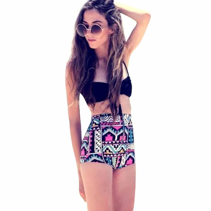 Women New High Waist Sexy Bikini Set Cutest Vintage Swimsuit Ladies Rockabilly Push up Padded Beachwear