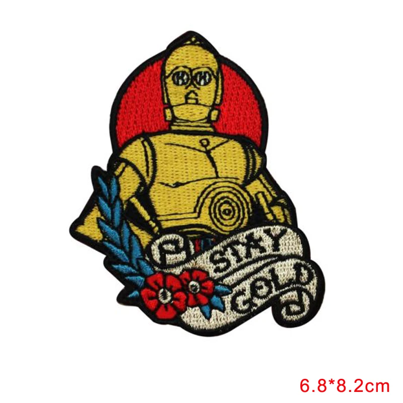 

Custom Star Wars Patch Droid Character Fan Stay Gold Embroidered Iron On Patches Classic Movie Badge Fabric Jacket Sticker/Lable