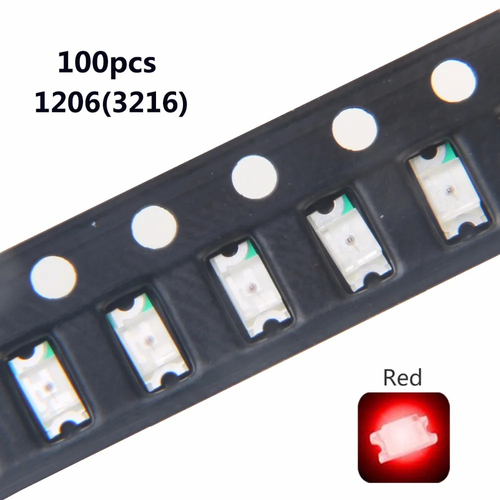 100 шт. SMD 1206(3216) Красный Ультра яркий чип лампы поверхностного монтажа SMT бисер светодиодный светильник светодиод лампы электроники компоненты