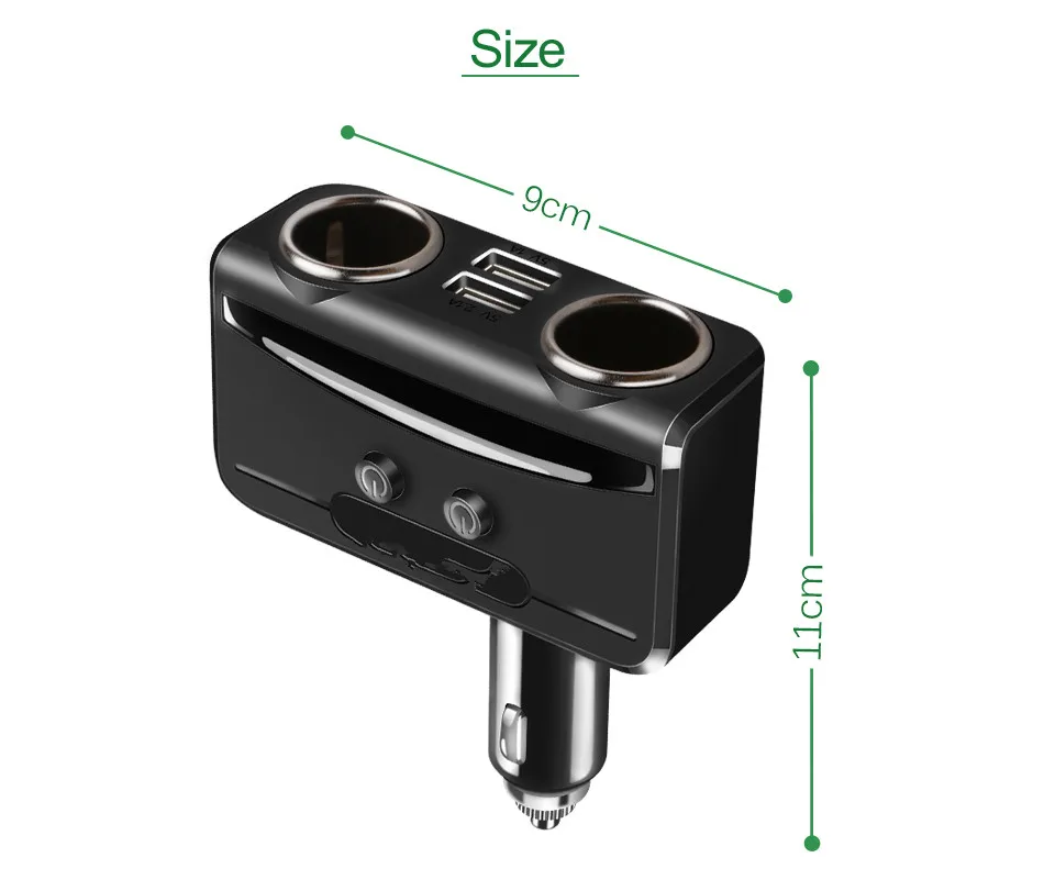 

Car Cigarette Charger with Independent Switch for Phone Charging Cigarette Lighter Sockets Splitter with Two USB Port for smokes