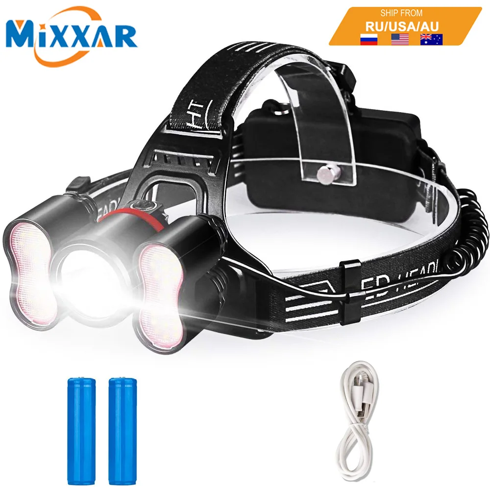 

Dropshipping 15000LM 18650 Headlamp 4 Modes Light Perception LED Headlight Waterproof Hard Hat Lamp Best for Camping Running