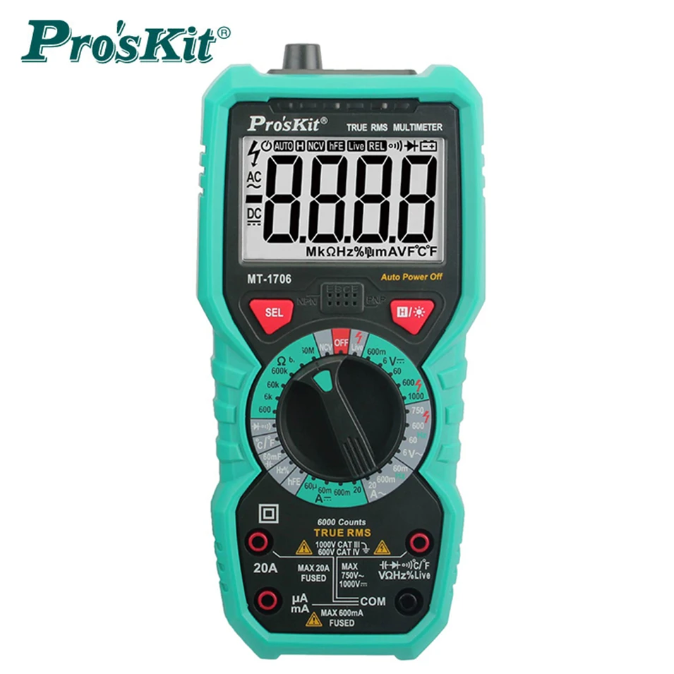 Pro'skit MT 1706 True RMS Высокоточный Мультифункциональный мультиметр антигорящий номер