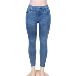 Tw2049 имитация джинсы синие Леггинсы Спандекс Модные узкие брюки леггинсы, джинсы популярные Бесшовные женские леггинсы