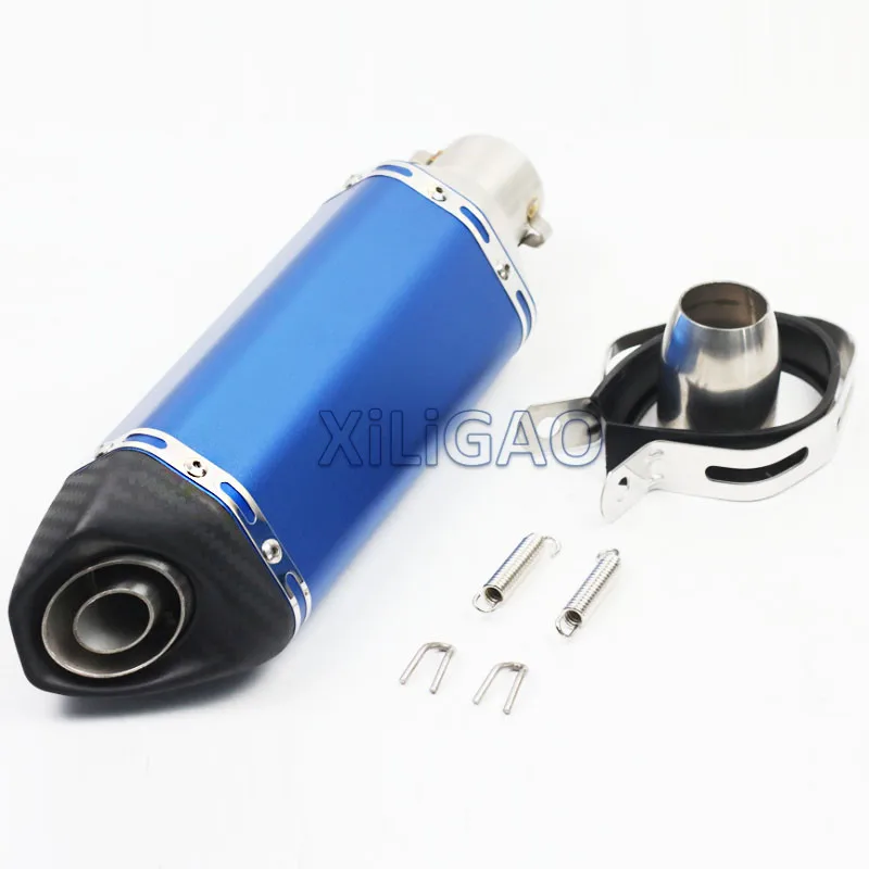 Universal 51mm entrada Escape de la motocicleta Scooter Muffle GY6 para HONDA YAMAHA R1 R3 R6 FZ6 Z1000 GSXR600 con etiqueta AK049