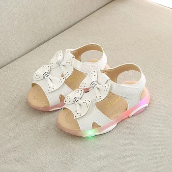 

Size 21-30 Fashion 2019 Children Glowing Sandals Kids Girls Bowknot Sandals LED Light Up Luminous Sandal Shoes