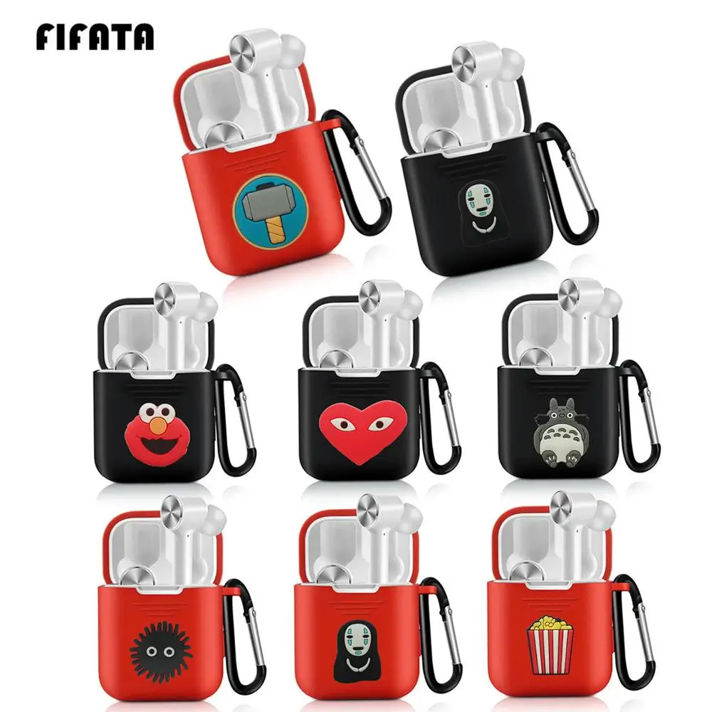 

FIFATA Silicone Case For Xiaomi Airdots Pro Cover Case with Carabiner Hook Touch Wireless Headset Charging Box Protective Cover