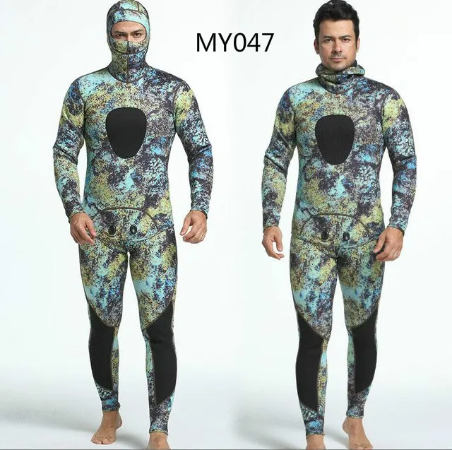 3mm Diving Suit Long Sleeve Mergulho Full Body Warmth Sunblock Surf Wetsuit with Headgear Men's Sportswear Size S-XXL - Цвет: one