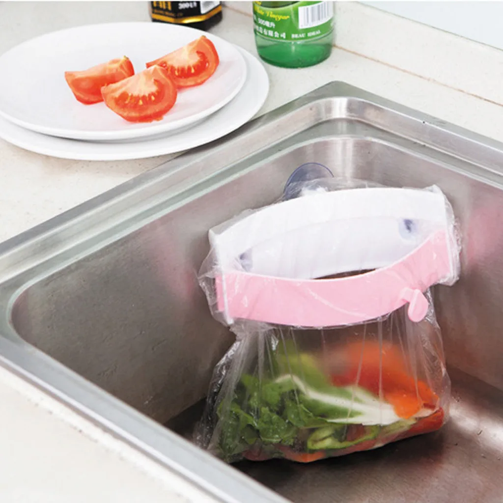

Sink Can Be Clipped Garbage Rack Strong Three Suction Cup Trash Bag Holder makeup organizer storage bottles & jars