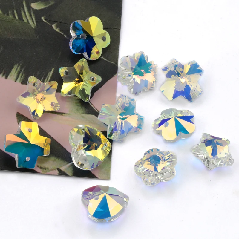 14 мм 28 шт./лот модные хрустальные AB Бусины 2 отверстия пришить яркие стеклянные бусины для DIY аксессуары