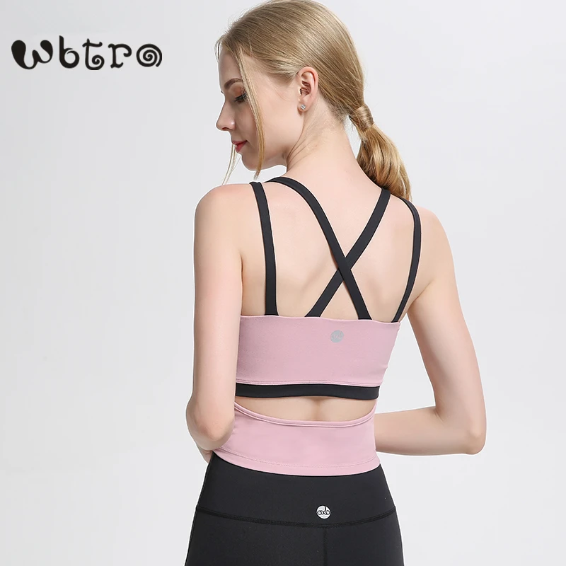 

WBTRO Women Gym Clothing Fitness Shirts Running Biker Exercise Workout Set Yoga Top Suspenders Tight Vest Push up Sports Bra