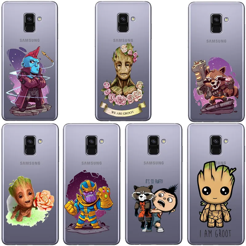 

Guardiees da Galaxia para Marvel Groot Caso de Telefone Silicone Macio para o Samsung S6 7 8 9 Plus Edge TPU Capa Fundas Coque