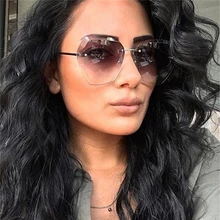 Прозрачные градиентные солнцезащитные очки для женщин, негабаритные прозрачные линзы, солнцезащитные очки без оправы, женские оттенки, роскошные брендовые солнцезащитные очки Oculos de sol