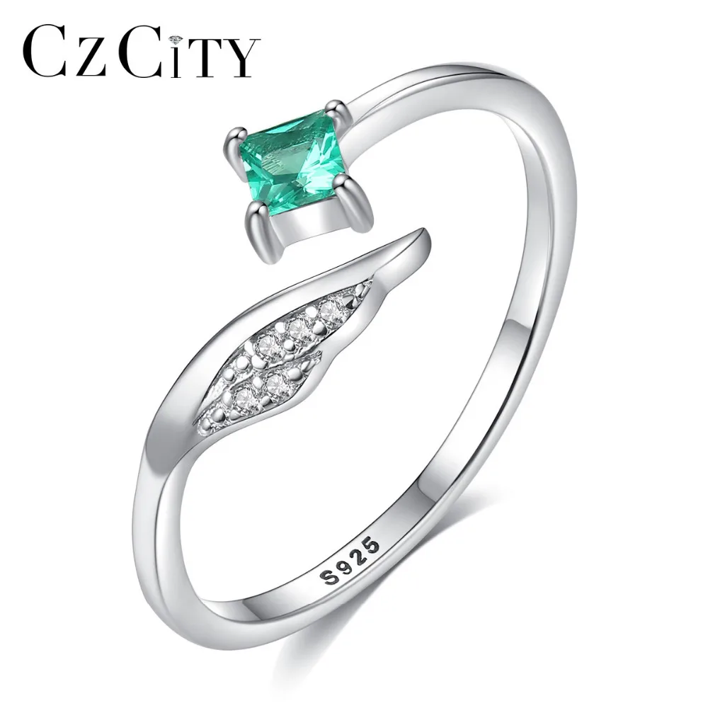 CZCITY Pure 925 Sterling Silver Finger Open Rings for Women Square Emerald Gemstone Fine Jewelry Anniversary Gift Aneis Feminino CZCITY Pure 925 Sterling Silver Finger Open Rings for Women Square Emerald Gemstone Fine Jewelry Anniversary Gift Aneis Feminino