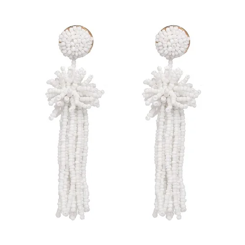 JUJIA Boho модные висячие серьги с бусинами для женщин, Красочные Висячие массивные серьги, ювелирные изделия, подарки - Окраска металла: 51442-WH