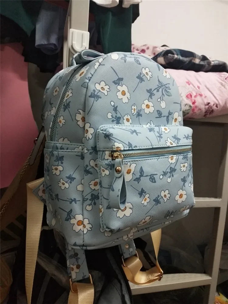 Женский летний рюкзак с цветочным принтом; Милая школьная сумка для девочек из искусственной кожи; маленькие дорожные сумки; Mochila; женский рюкзак