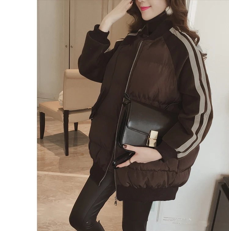 ZVAQS стеганая куртка-бомбер, Женское пальто, модное пальто на молнии с длинным рукавом, зимняя и весенняя куртка с хлопковой подкладкой, черная верхняя одежда LD153