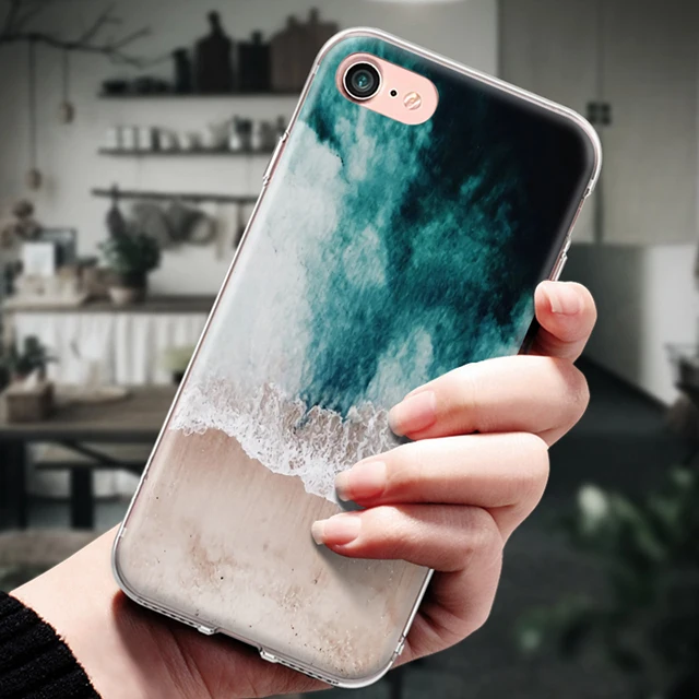 Чехол для iPhone 4, 4S, 5, 5S, SE, 6, 6 S, 7, 8 Plus, X, XR, XS Max, TPU, Fundas, защита от солнца, пляжа, морской воды, океанских волн, силиконовый чехол для телефона