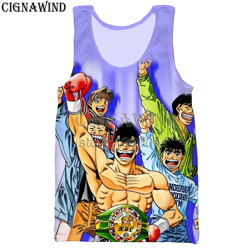 Новая популярная майка для мужчин/женщин аниме Hajime No Ippo 3d печати жилеты Harajuku стиль Бодибилдинг уличная топы
