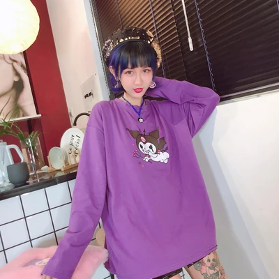 

Cute girl heart cartoon age purple long sleeves version T-shirt