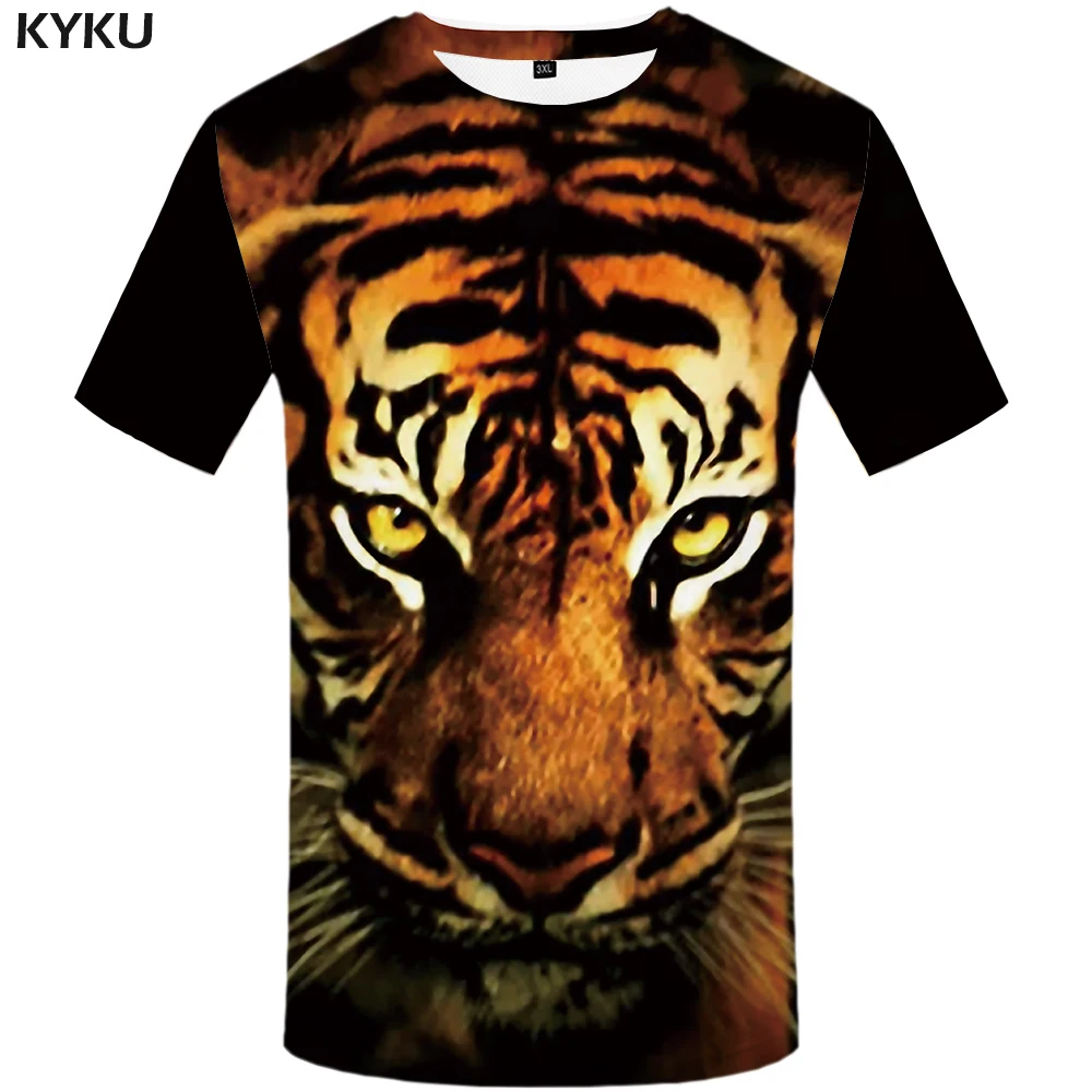 

KYKU Tiger T shirt Animal T-shirt Tshirt Clothing Clothes Plus Size Men Funny Male Fashion O-Neck