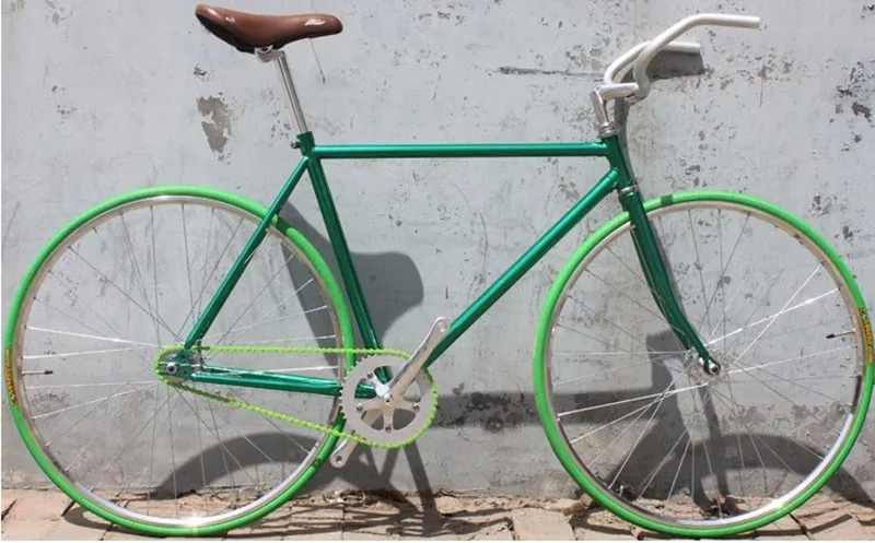 Top Road Bicycle  Fixed Gear Bike  Customize Completed fixie Bike, student Bicycle green frameType 700C wheel   52CM frame 5