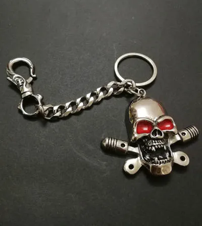 Брелок из нержавеющей стали с черепом, кольцо для мотора BikerMC, брелок для ключей, жилет, одежда с черепом, брелок для ключей - Цвет: 01