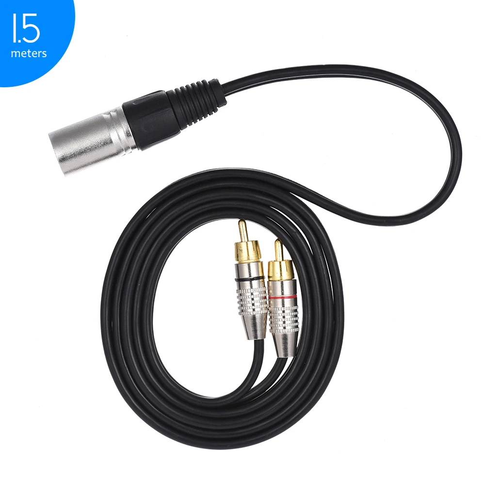 Ammoon 1 XLR штекер 2 RCA штекер стерео аудио кабель Y Splitter Провода шнур(1.5 м /4.9ft) для микрофона - Цвет: 1.5M