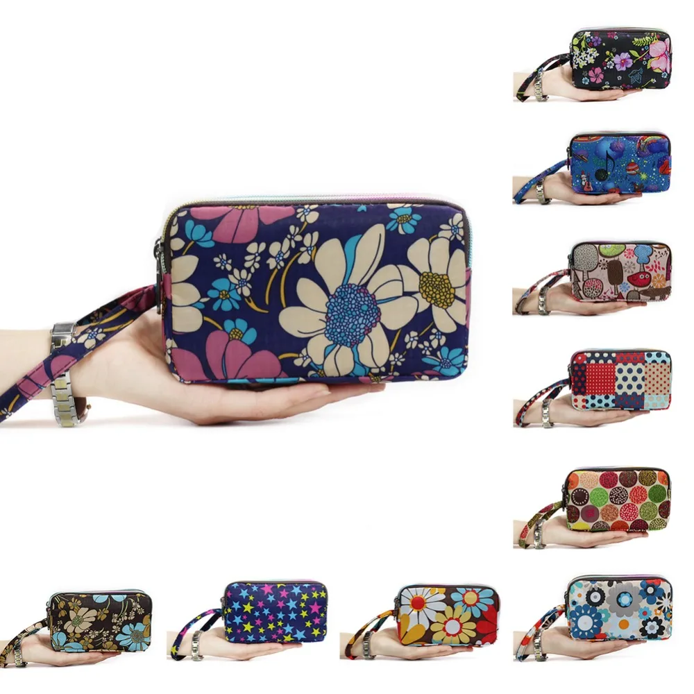 Goede Universele 3 Layer Vrouwen Mode Portemonnee Bag Case Purse Rits Clutch Telefoon Tas Credit Wallet Case voor iphone Samsung Smart telefoons