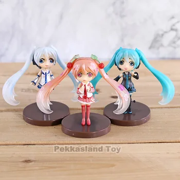 

3pcs/set Q Posket Figure Sakura Miku Hatsune Miku Snow Decorations Figures Action PVC Collectible Model Toys Girl Birthday Gifts