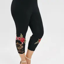 Wipalo, укороченные Леггинсы с вышивкой размера плюс, летние капри с высокой талией, леггинсы с кружевными вставками, женские штаны, обтягивающие леггинсы