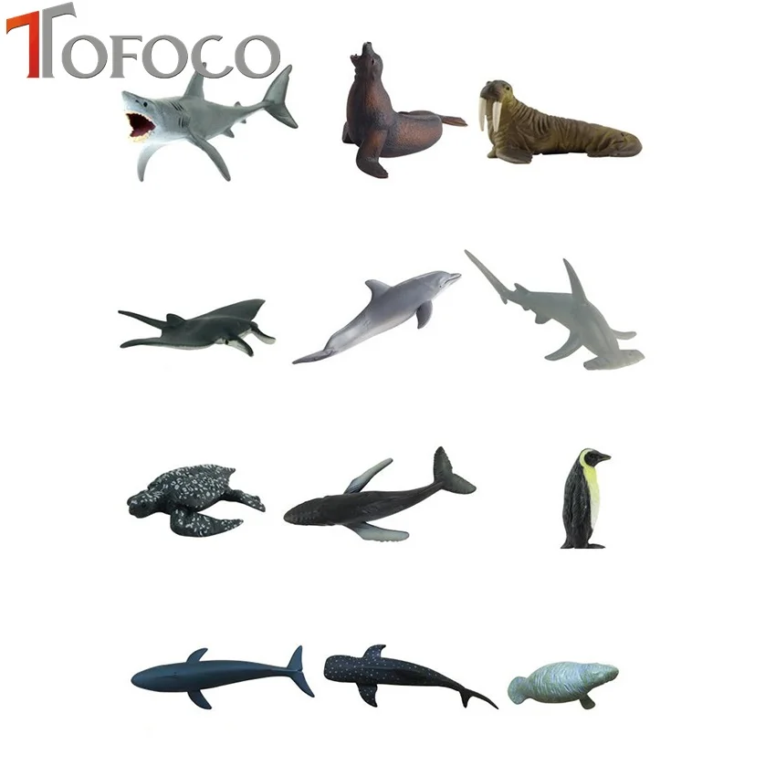 TOFOCO 12 шт./компл. морской жизни акулы Дельфин моделирование животных модель забавные игрушечные лошадки подарок для детей обучение